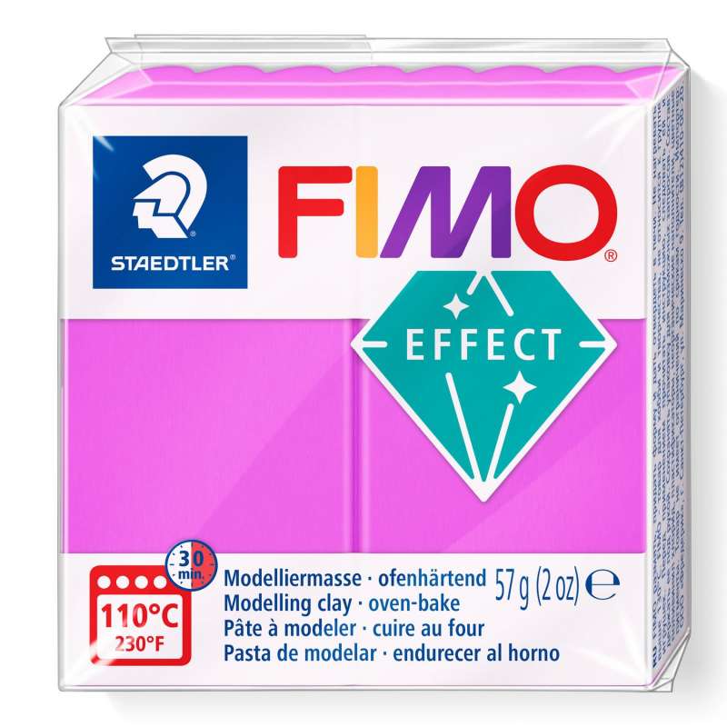 Cietējoša modelēšanas masa FIMO EFFECT, 57g, Neon zlillā