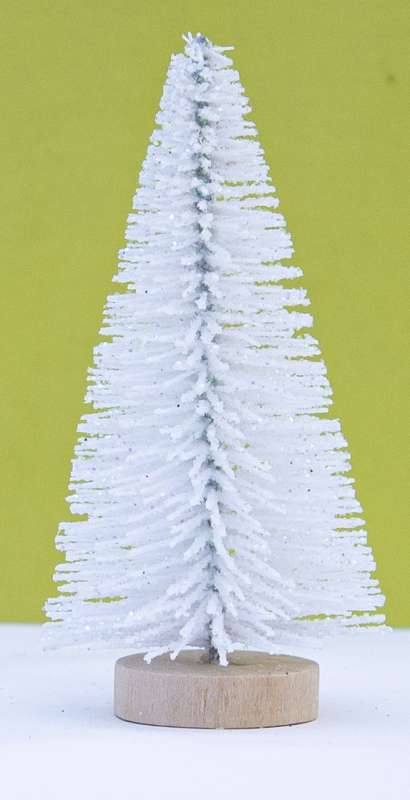Ziemassvētku dekors- mirdzoša balta eglīte 8cm