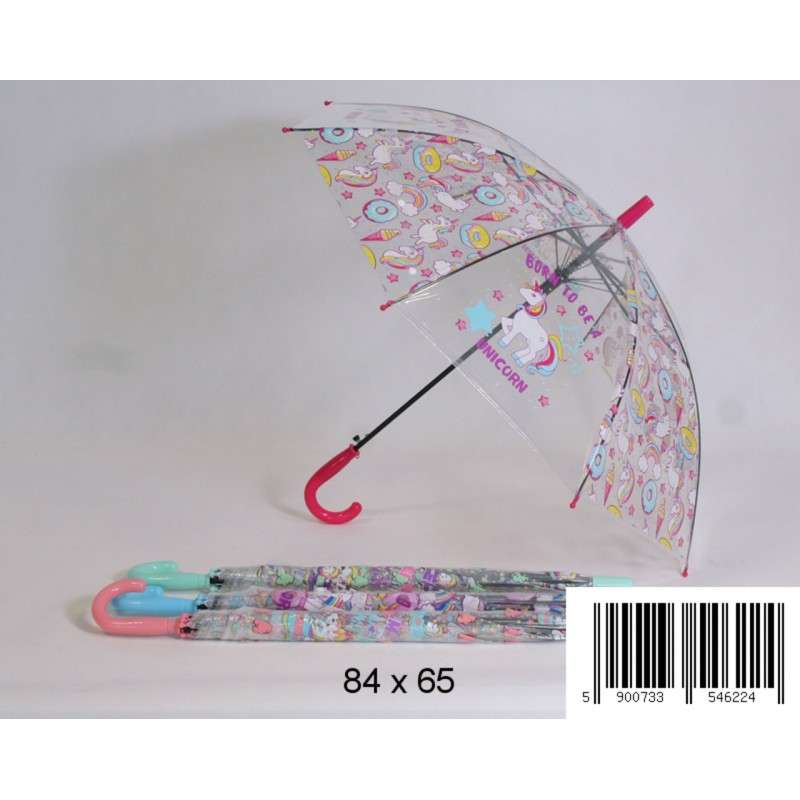 Bērnu lietussargs caurspīdīgs ar zīmējumu, mix