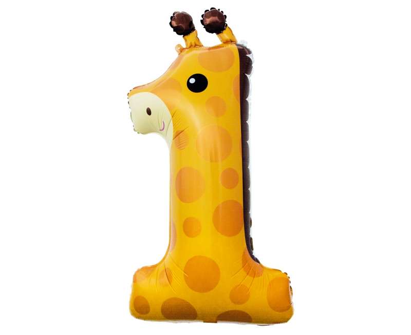 Фольгированный шар 80см, жираф 1 год 