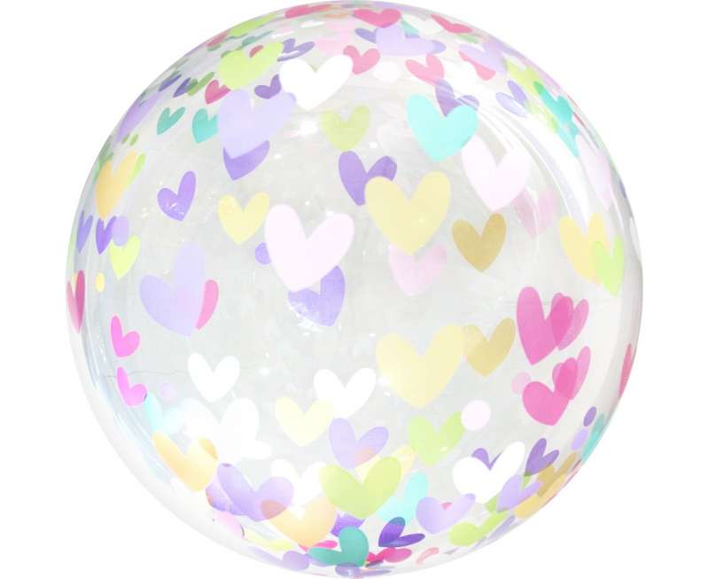 Фольгированный шар 18 прозрачный с сердечками