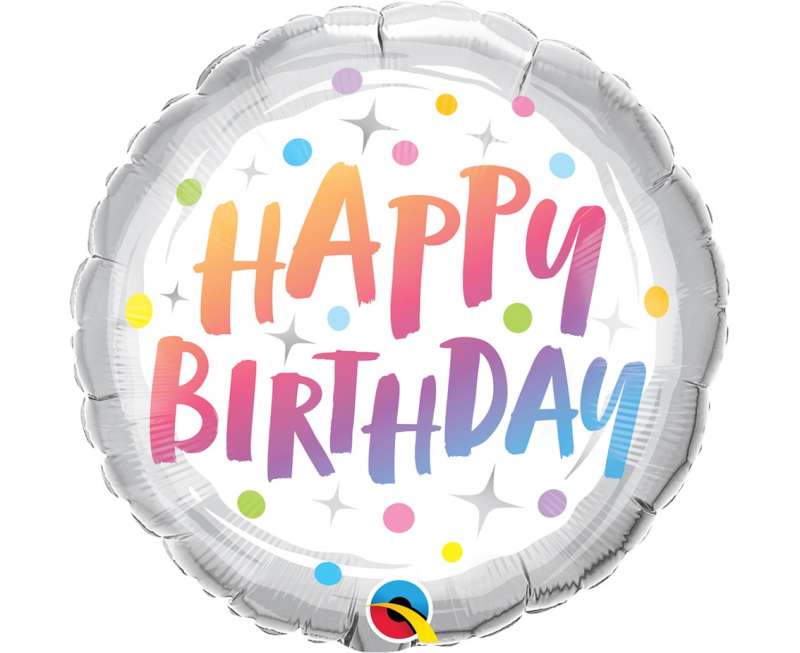 Folijas balons 18/46cm apaļš QL RND Happy Birthday