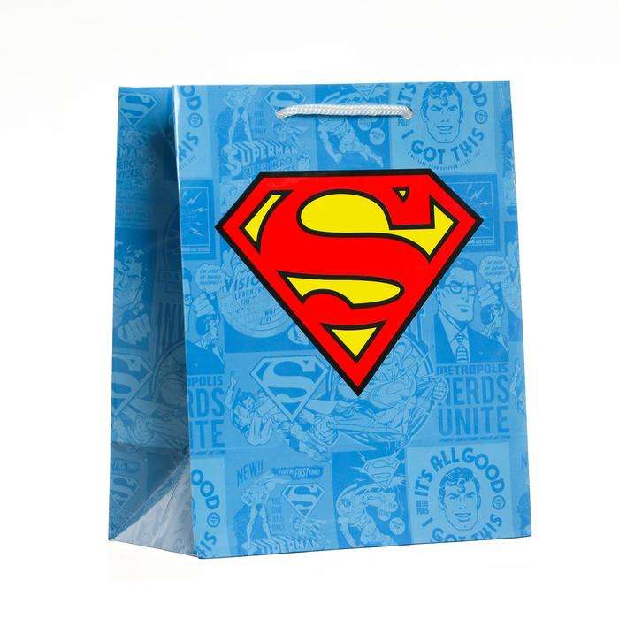 Пакет подарочный - Superman, 180х223х100 мм 