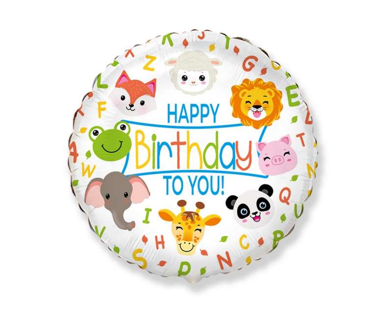 Folijas balons 18 FX - Happy Birthday Animals